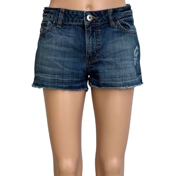DL1961 Lightly Distressed Denim Cut-Off Mid-Rise Lola Blue Jean Shorts Size 26 - Picture 1 of 8